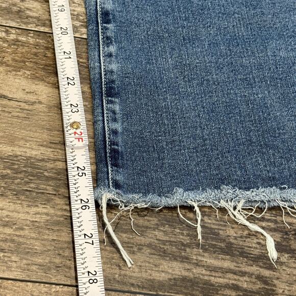 AG Jeans Womens Size 32 Farrah Mid Rise Crop Bootcut Blue Denim Frayed Hem NEW - Picture 15 of 16